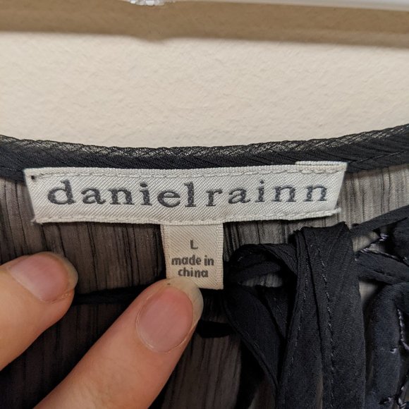 Beautiful Daniel Rainn Sheer Black Boho Blouse with Bishop Sleeves - Picture 6 of 7